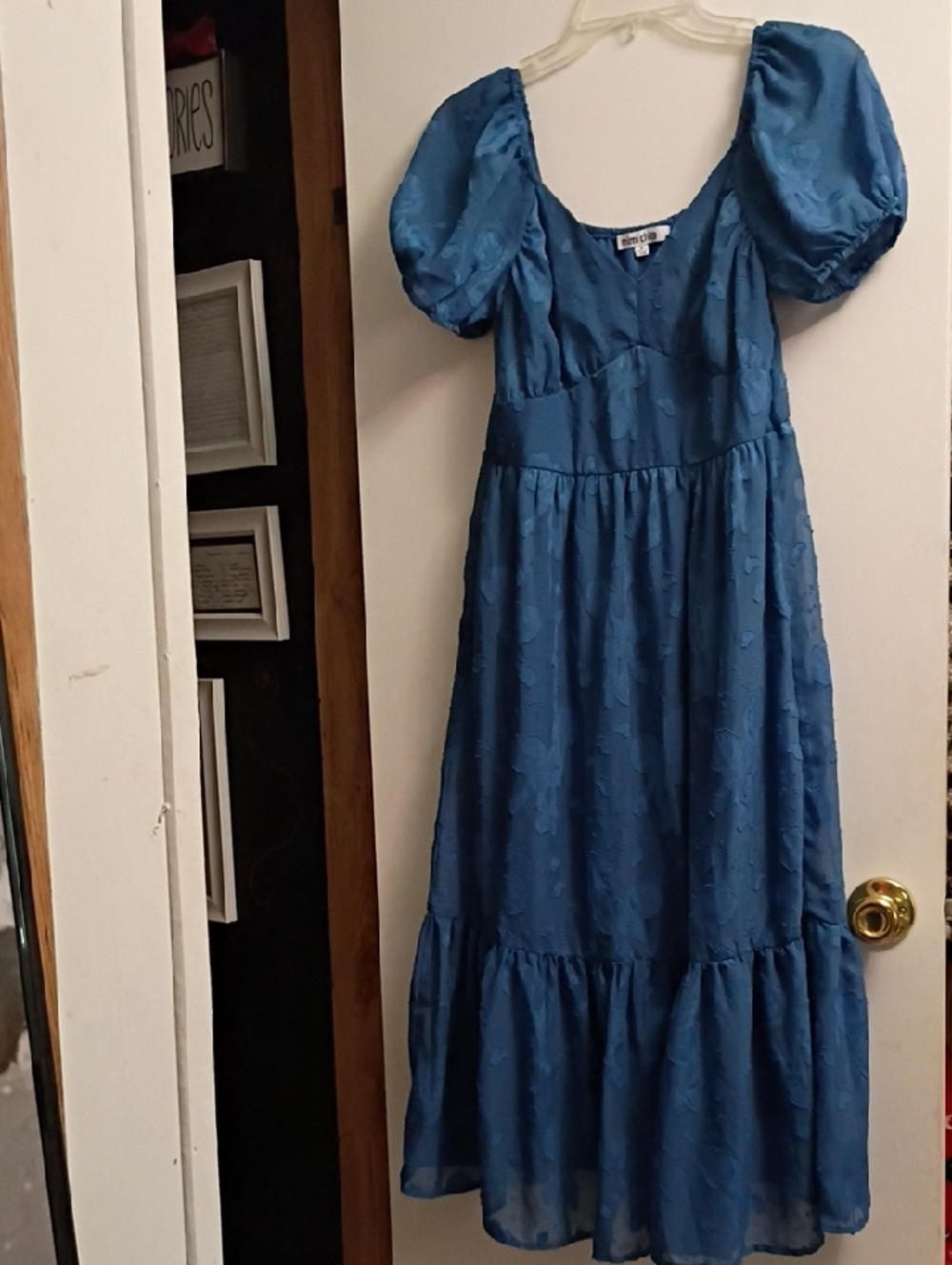 Mimi Chica Blue Textured V-Neck Dress